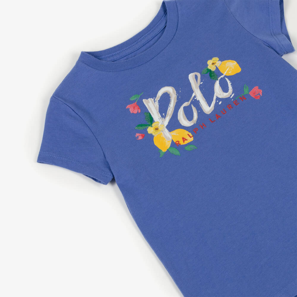 Ralph Lauren-Girls Cotton Blue Logo Tee | Childrensalon Outlet