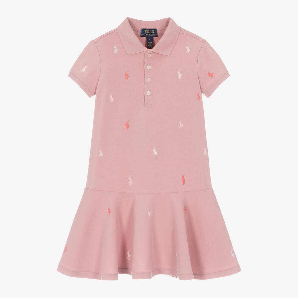 Ralph Lauren-Girls Cotton Pink Polo Dress | Childrensalon Outlet