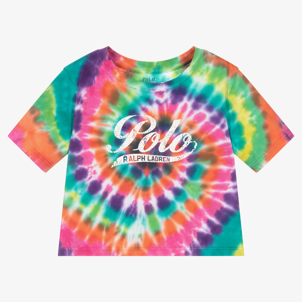 Ralph Lauren - Girls Cotton Rainbow Tie-Dye T-Shirt | Childrensalon