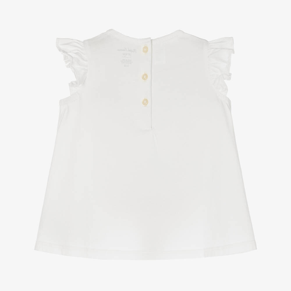 Ralph Lauren-تيشيرت باتشوورك قطن لون أبيض | Childrensalon Outlet