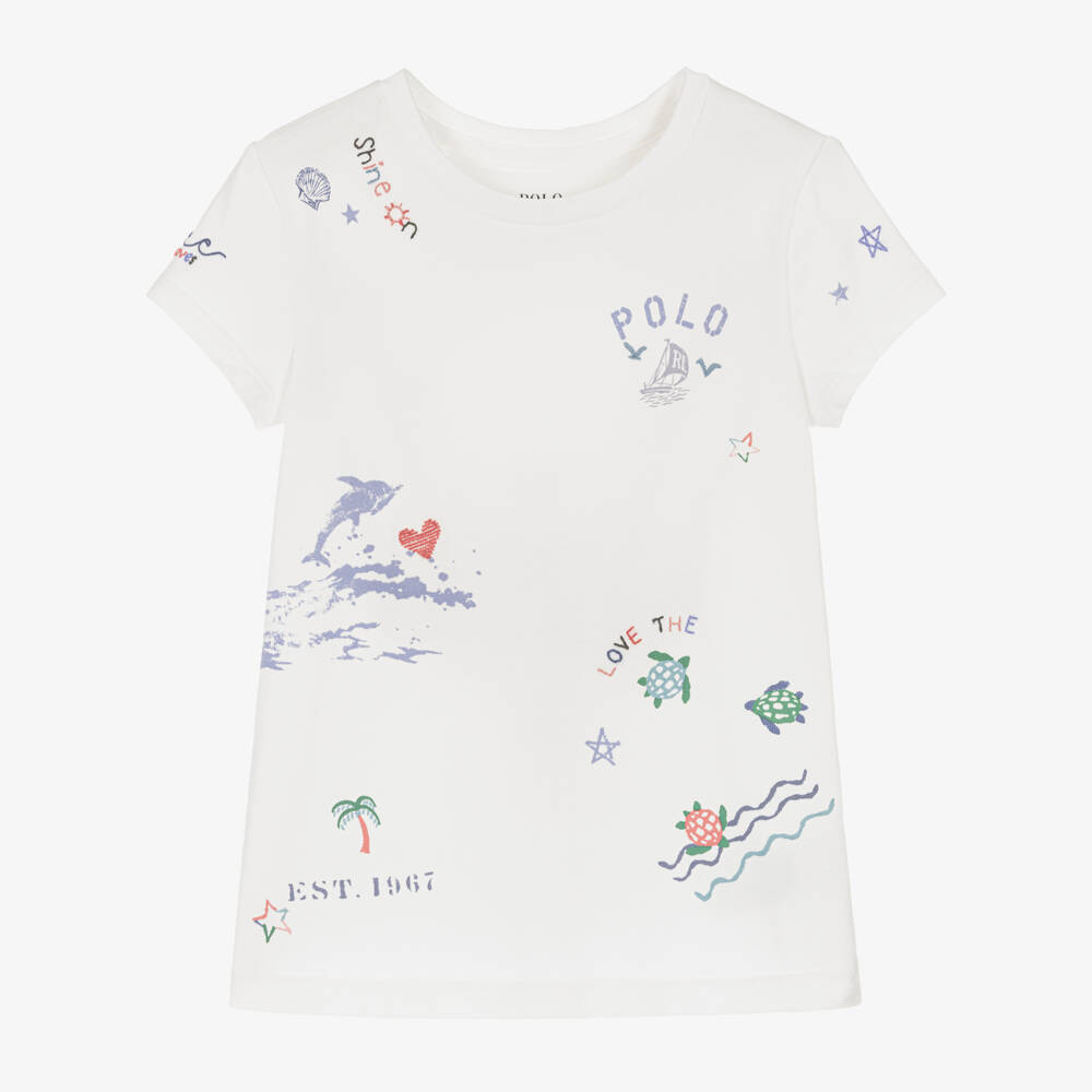 Ralph Lauren-Girls Cotton Sea-Themed Tee | Childrensalon Outlet