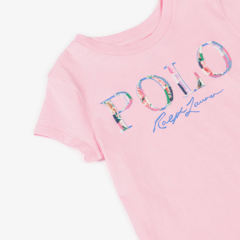 Ralph Lauren-Girls Cotton Tee with Floral Accent | Childrensalon Outlet