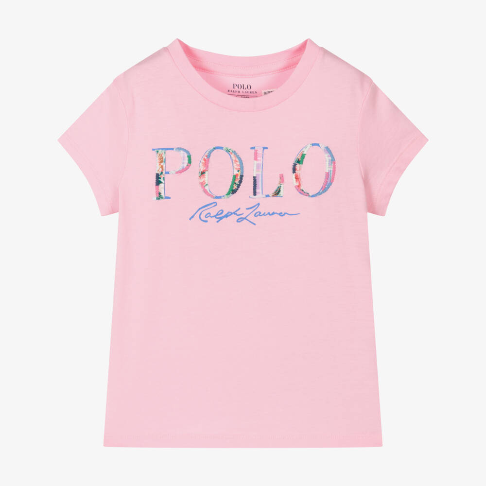 Ralph Lauren-Girls Cotton Tee with Floral Accent | Childrensalon Outlet