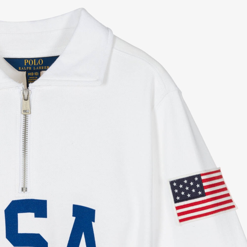 Ralph Lauren-Girls Cotton USA Zip Sweatshirt | Childrensalon Outlet