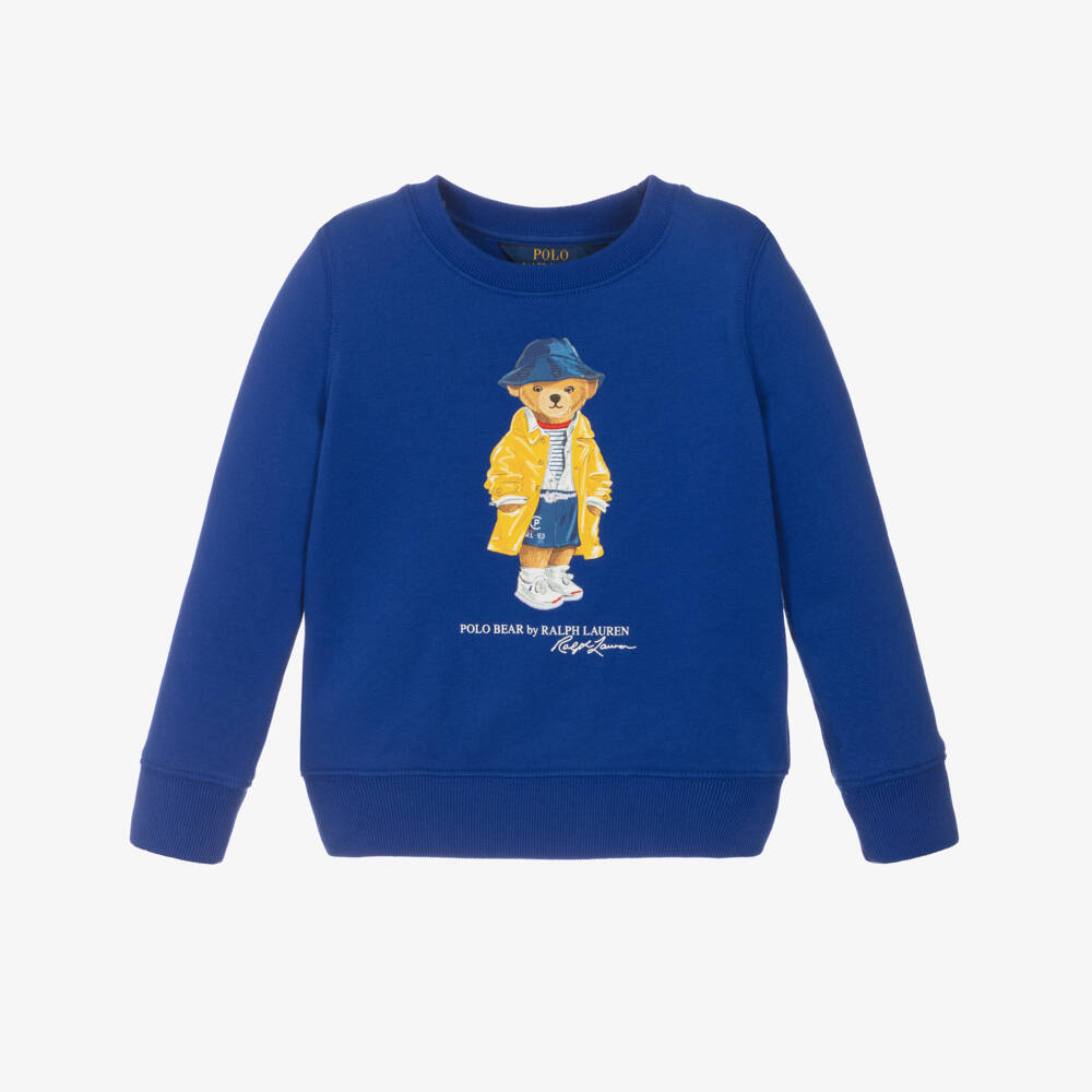 Ralph Lauren-Уютный синий свитер с медведем для девочек | Childrensalon Outlet