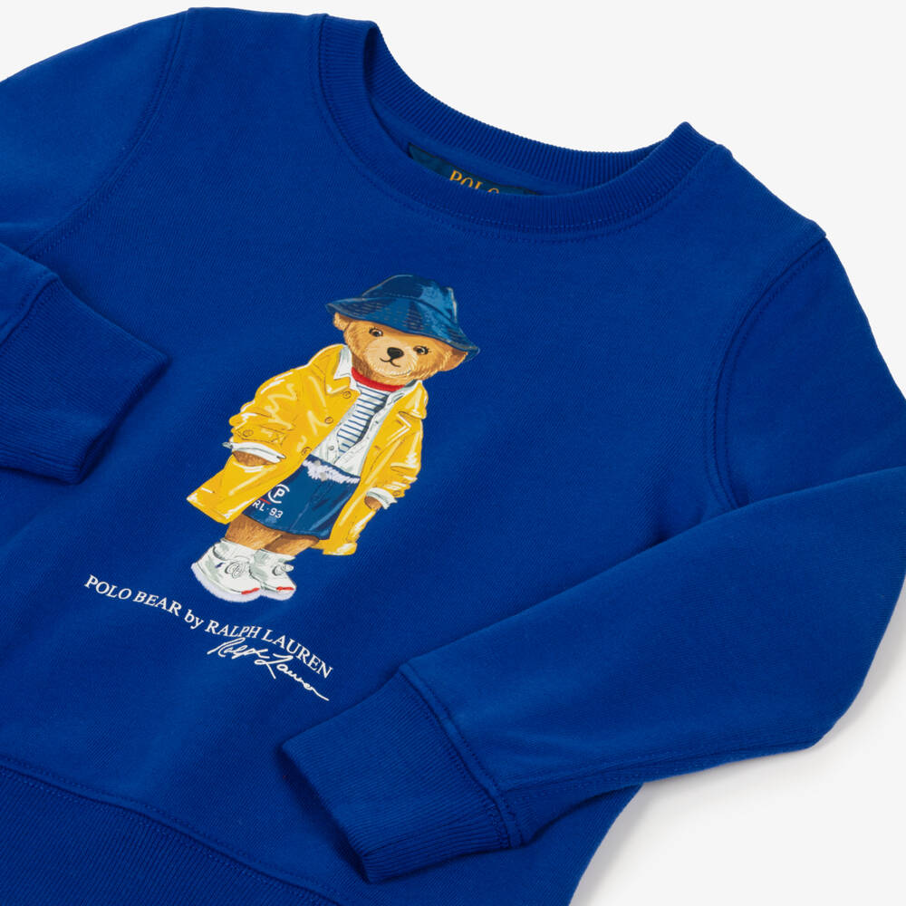 Ralph Lauren-Girls Cozy Blue Bear Pullover | Childrensalon Outlet