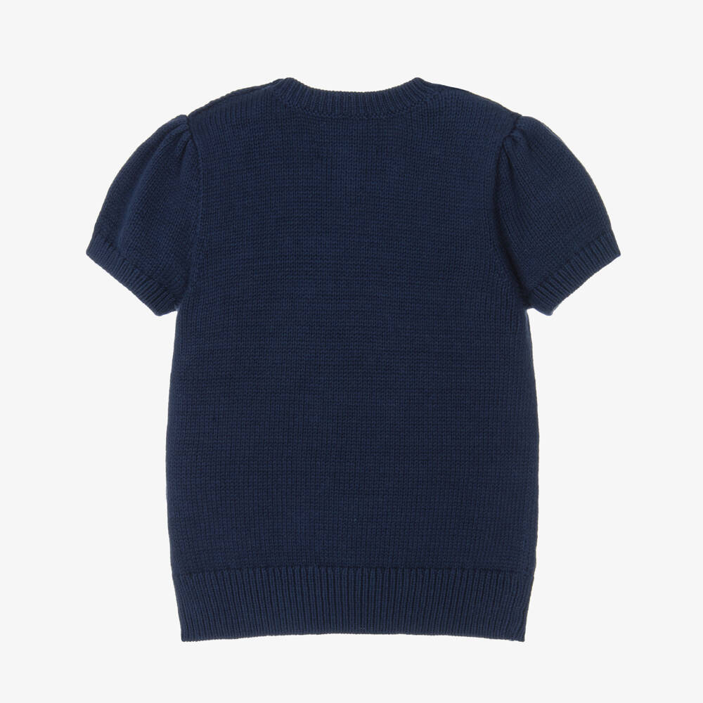 Ralph Lauren-Girls Cozy Navy Polo Bear Sweater | Childrensalon Outlet