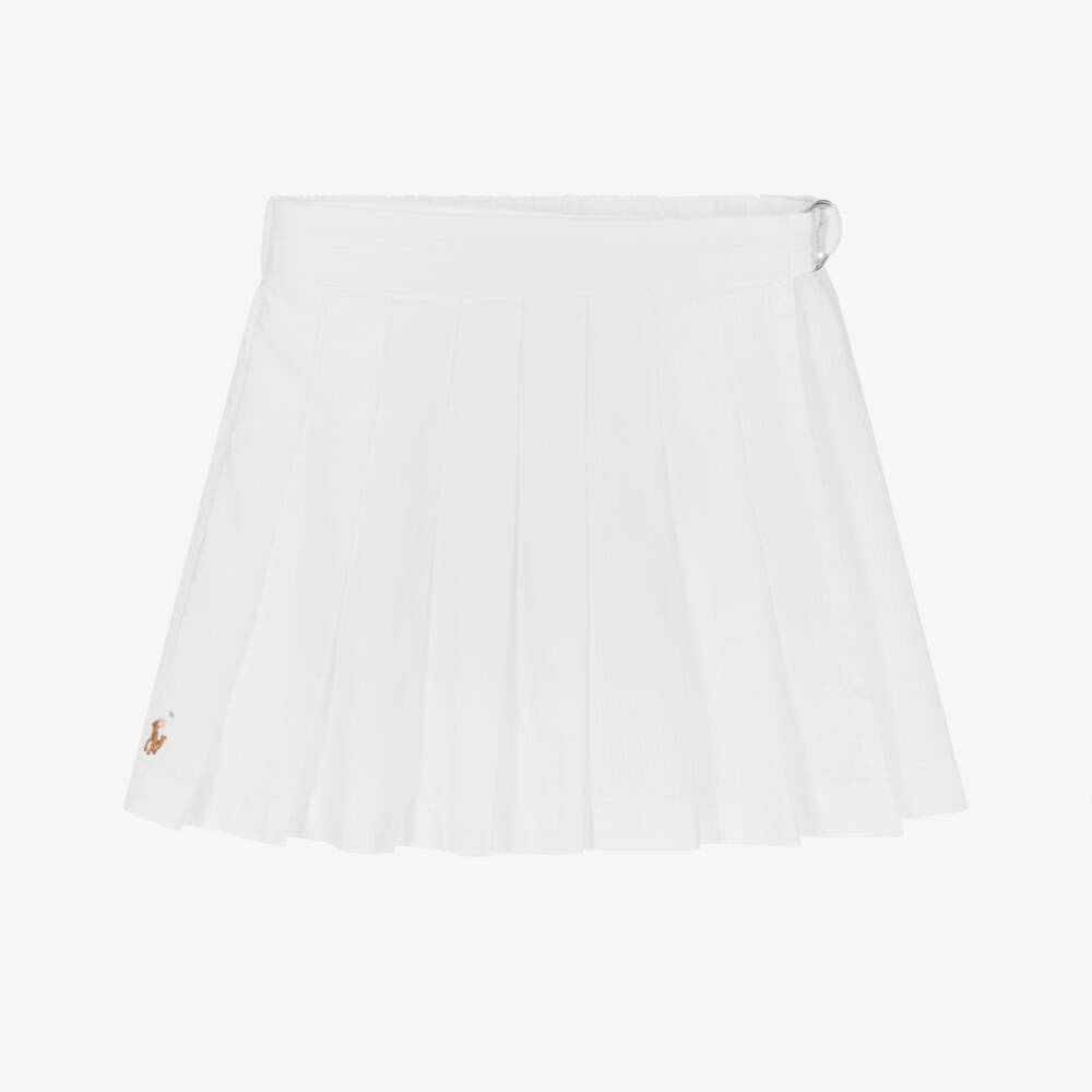 Ralph Lauren-Girls Crisp White Cotton Skort | Childrensalon Outlet