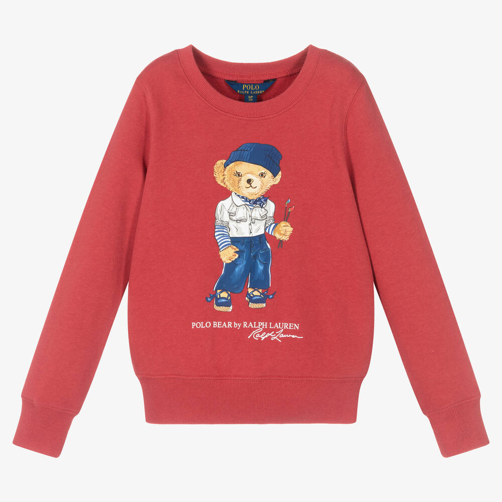 Polo Ralph Lauren - Dunkelrotes Polo Bear Sweatshirt | Childrensalon