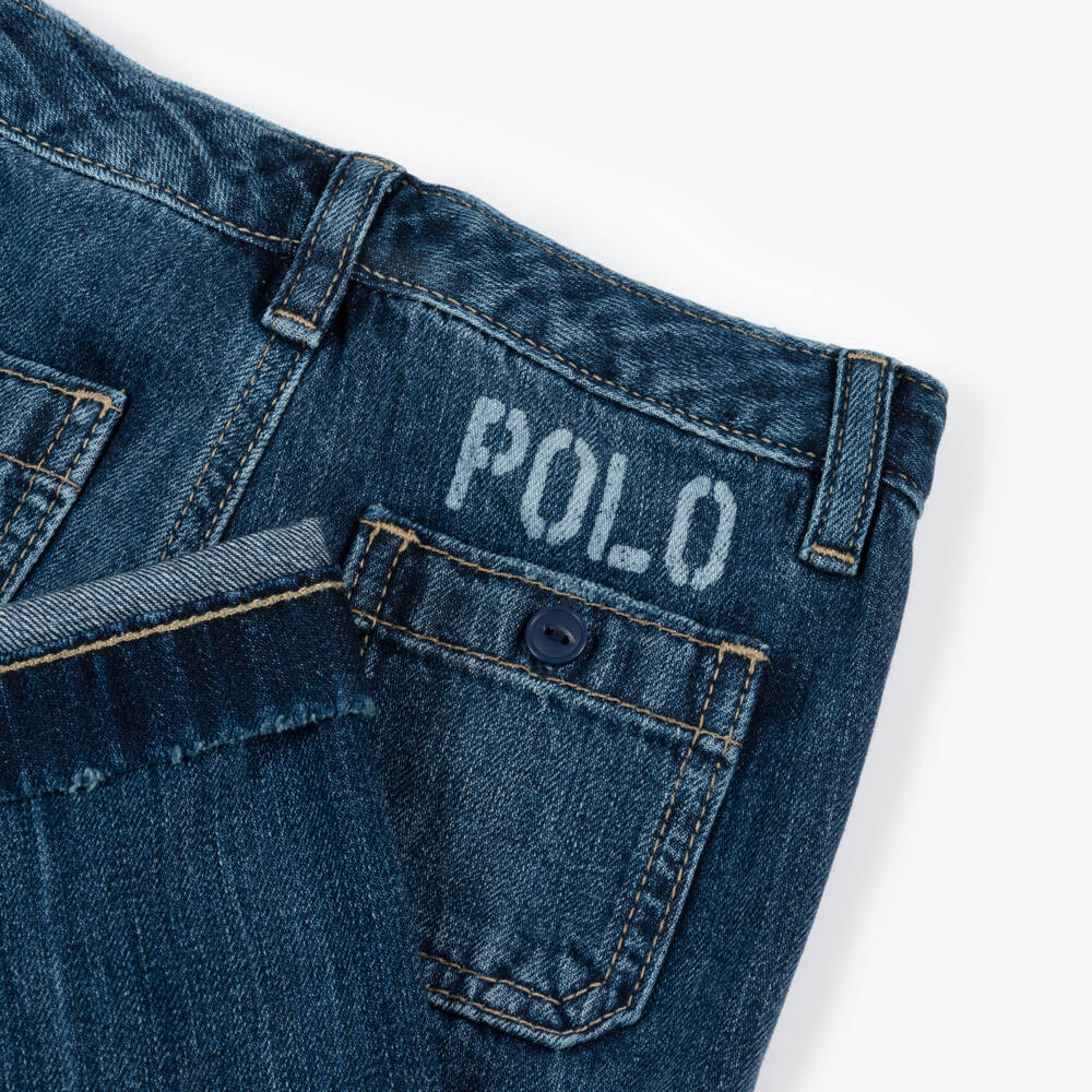 Ralph Lauren-Girls Denim Blue Wide-Leg Trousers | Childrensalon Outlet