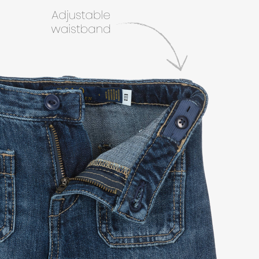 Ralph Lauren-Girls Denim Blue Wide-Leg Trousers | Childrensalon Outlet