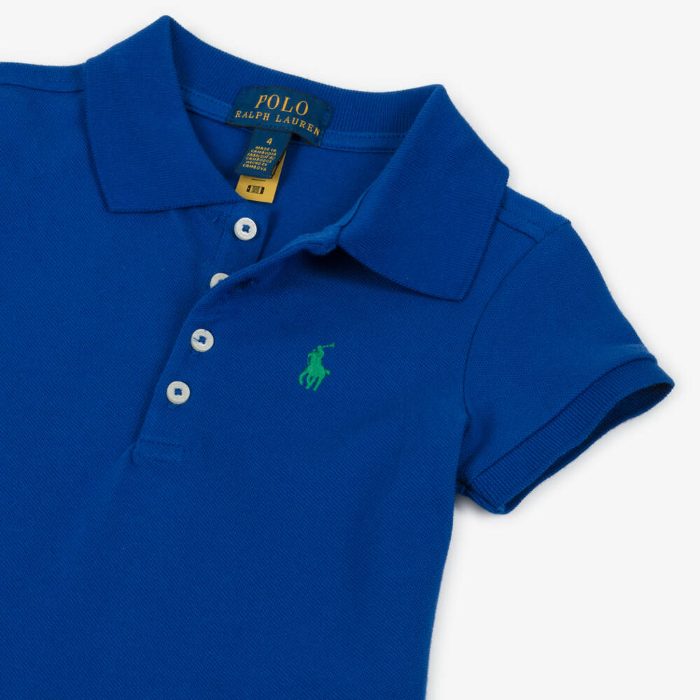 Ralph Lauren-Girls Elegant Blue Polo Dress | Childrensalon Outlet