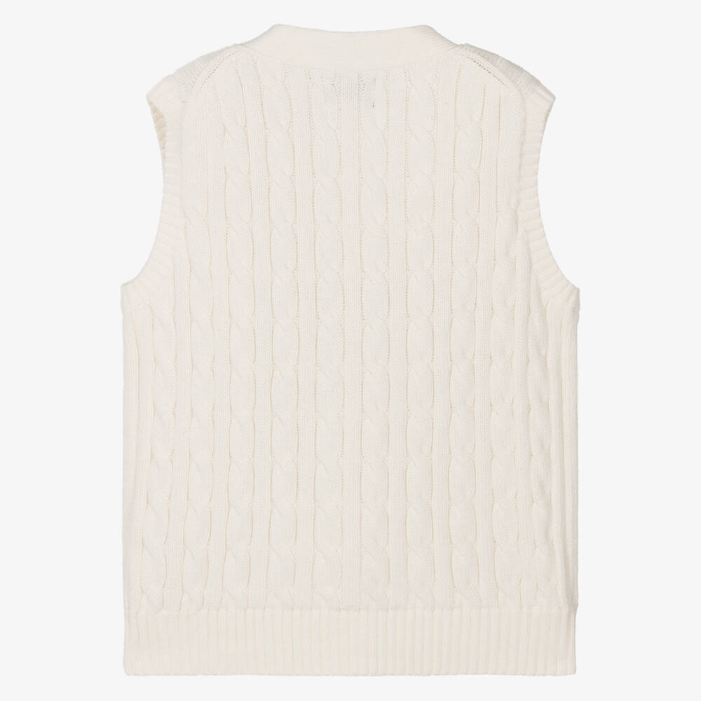 Ralph Lauren-Girls Elegant Ivory Knit Waistcoat | Childrensalon Outlet