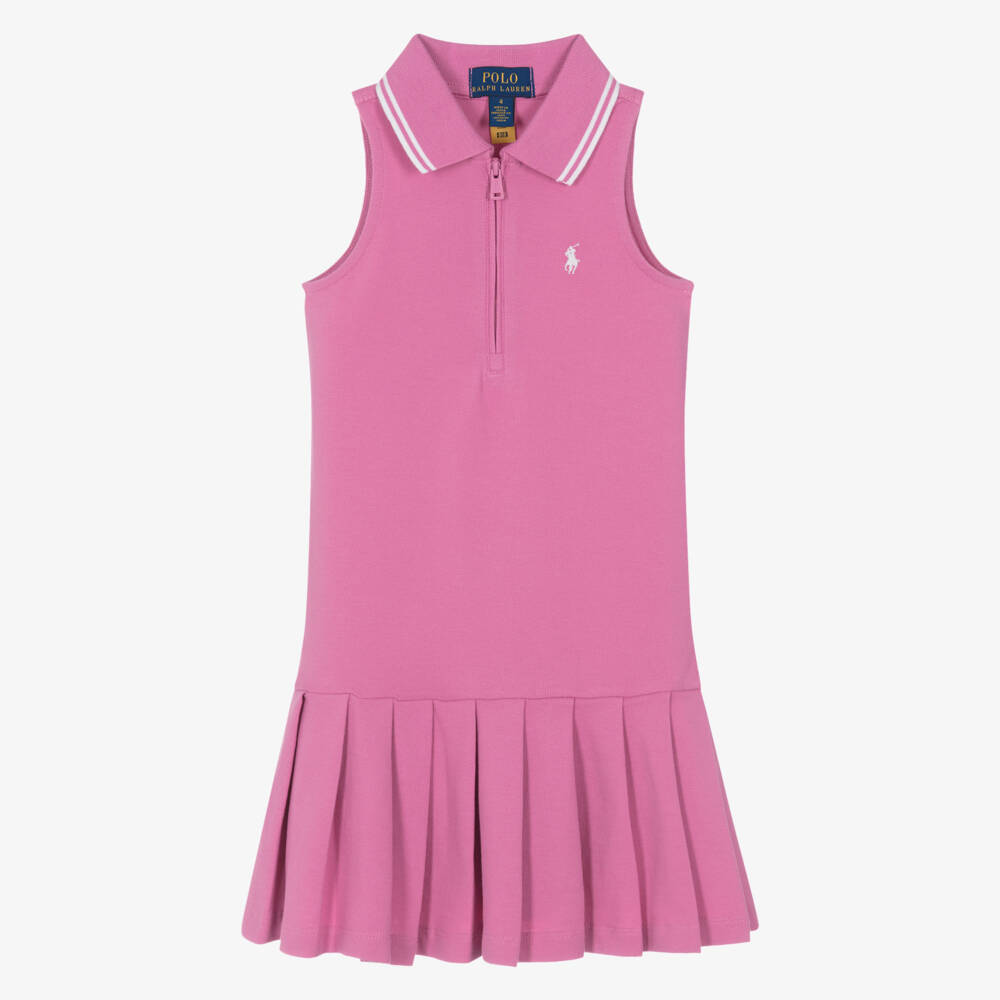 Ralph Lauren-فستان بولو وردي أنيق للبنات | Childrensalon Outlet