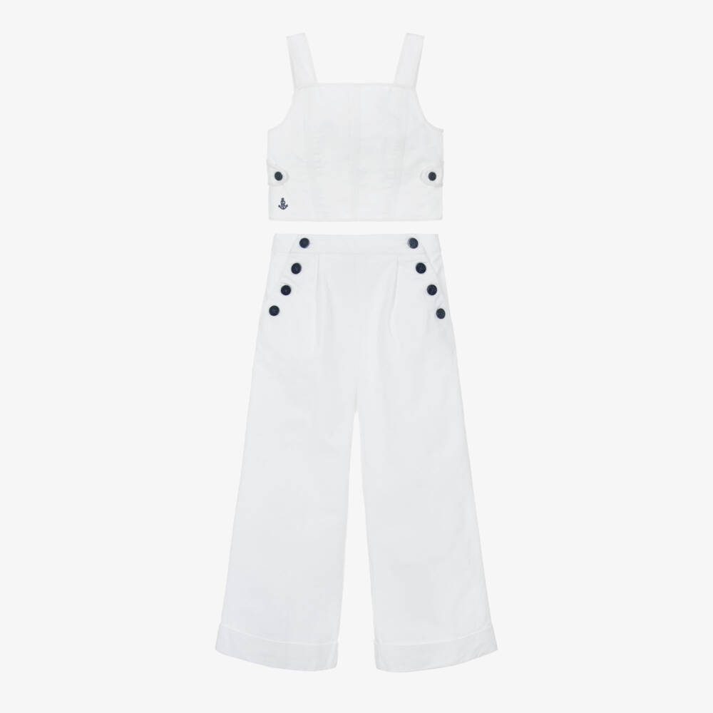 Ralph Lauren-Girls Elegant White Canvas Outfit | Childrensalon Outlet