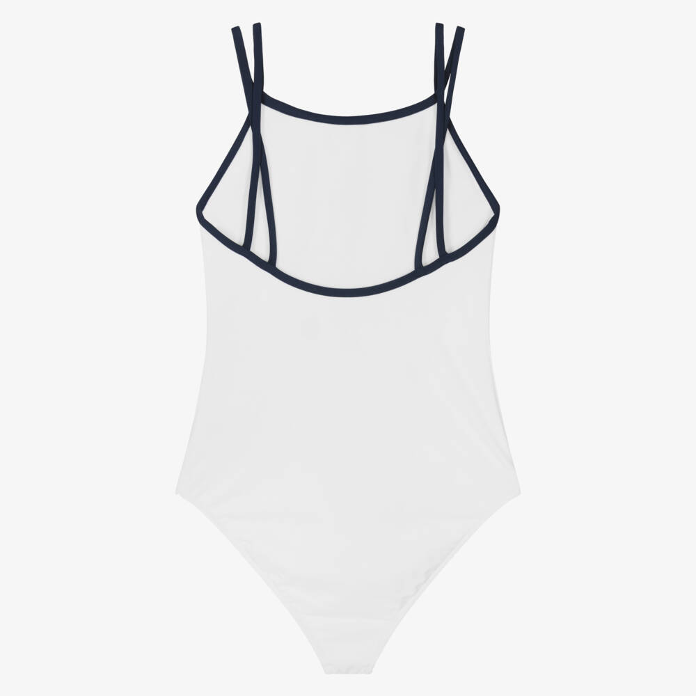 Ralph Lauren-مايوه فاخر أبيض للبنات بنقشة المهر | Childrensalon Outlet