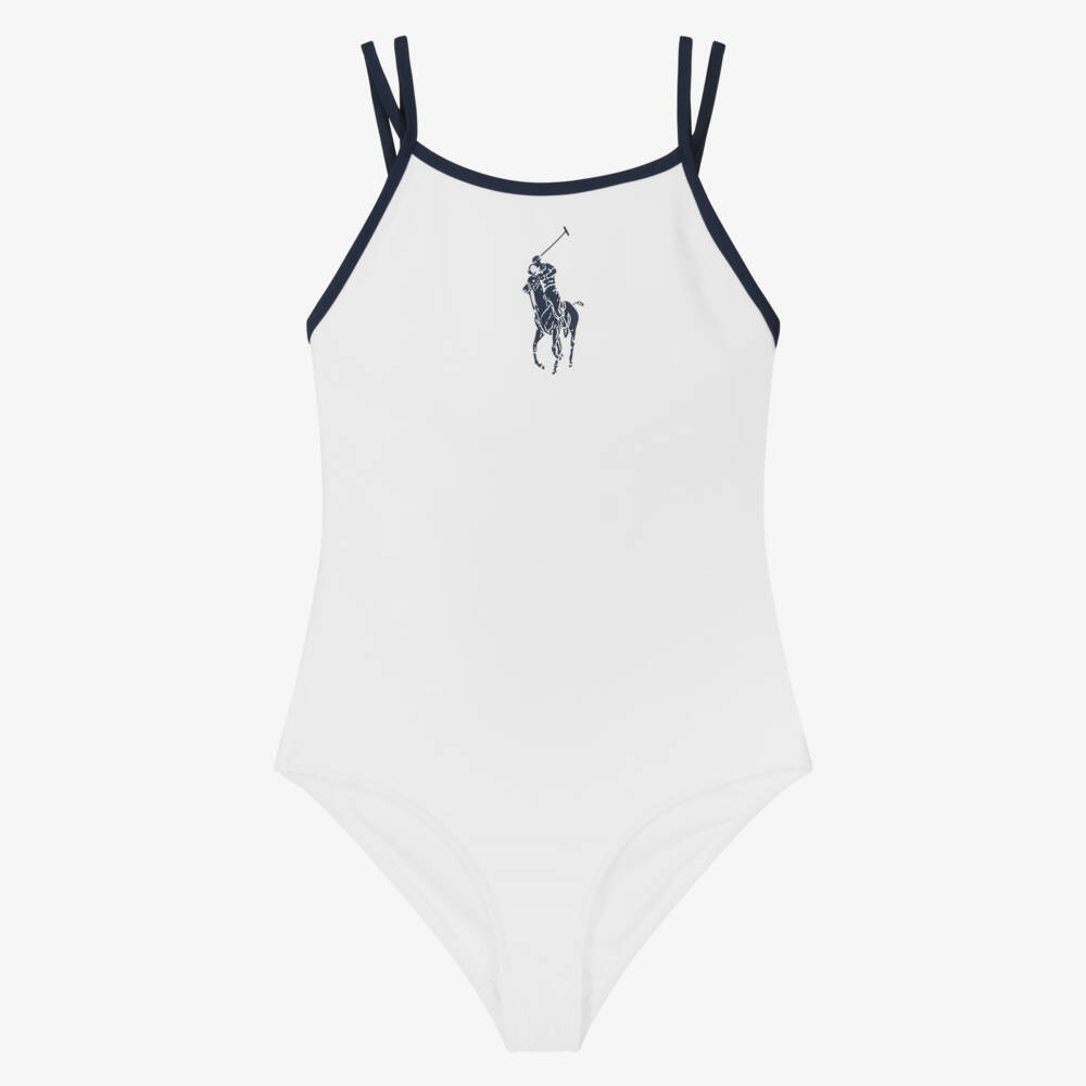 Ralph Lauren-Girls Elegant White Pony Swimwear | Childrensalon Outlet