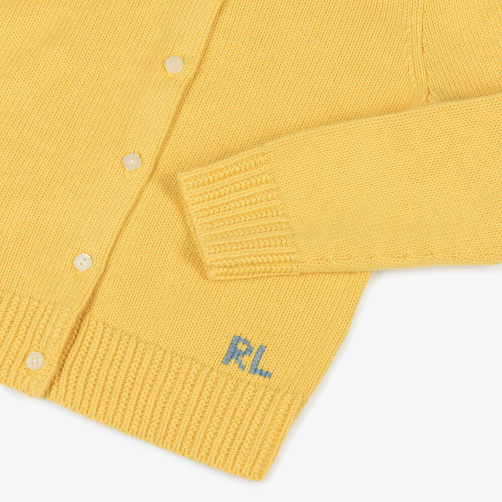 Ralph Lauren-Girls Fair Isle Yellow Knit Cardigan | Childrensalon Outlet