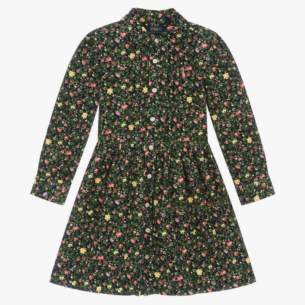 Polo Ralph Lauren - Robe à fleurs velours côtelé fille | Childrensalon