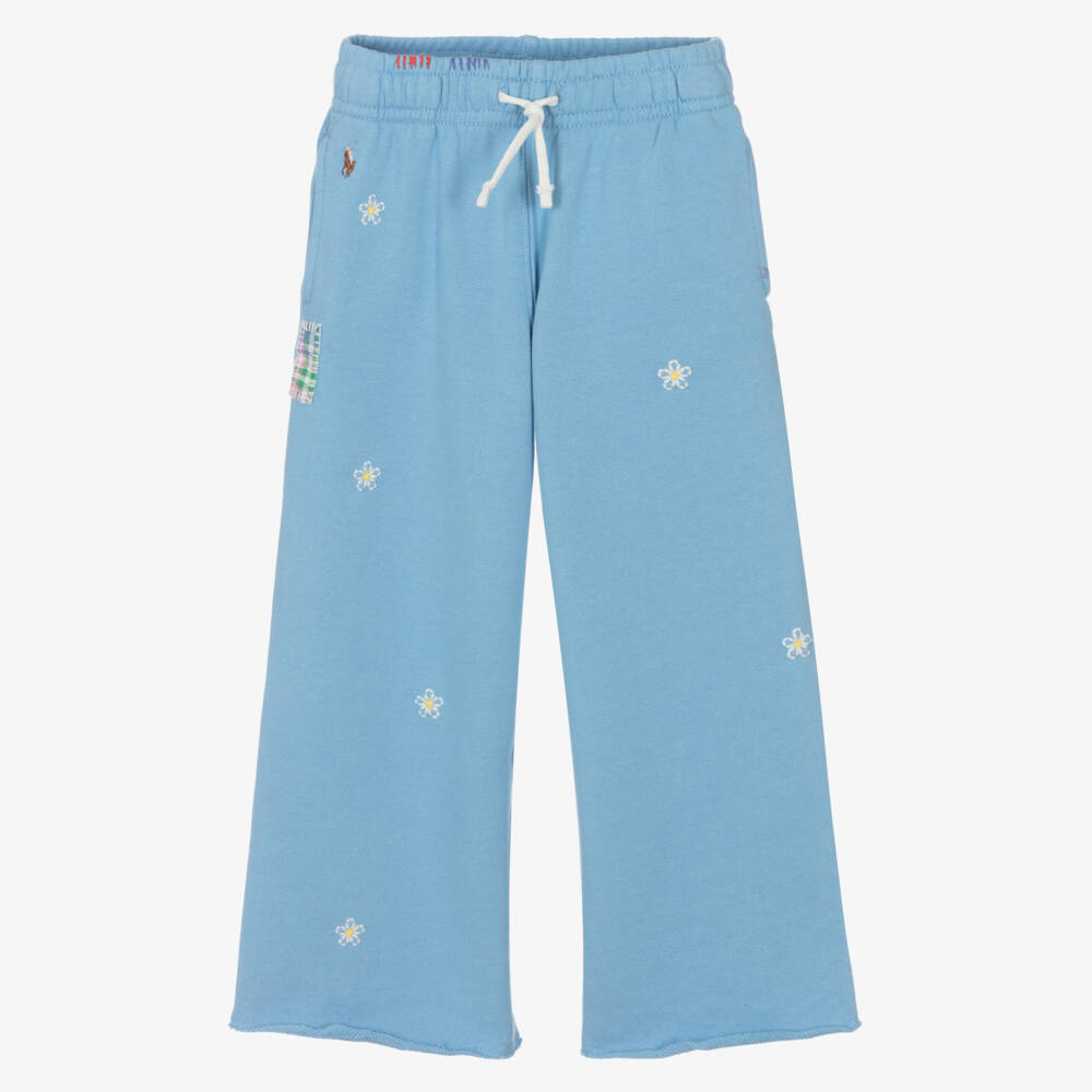 Ralph Lauren-Girls Floral Cotton Blue Trousers | Childrensalon Outlet