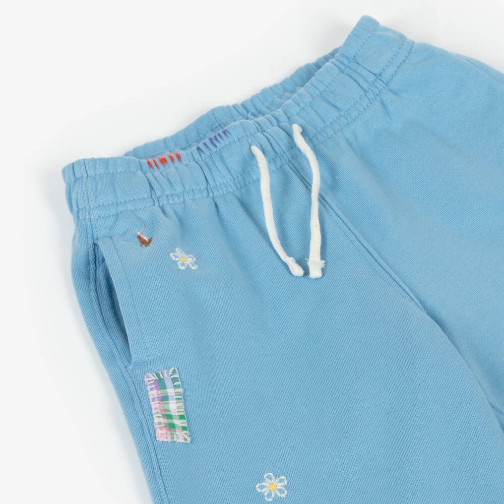 Ralph Lauren-Girls Floral Cotton Blue Trousers | Childrensalon Outlet