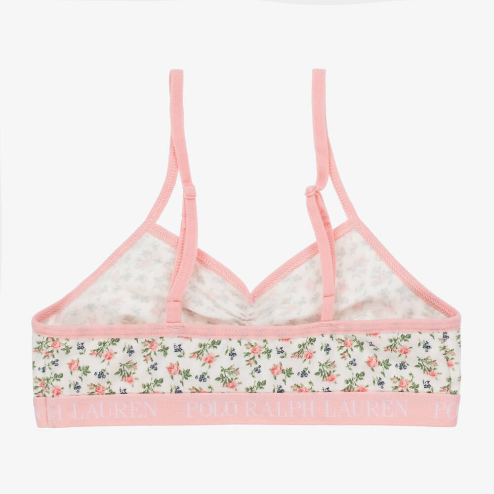 Ralph Lauren-حمالة صدر قطن لون عاجي وزهري (عدد 2) | Childrensalon Outlet