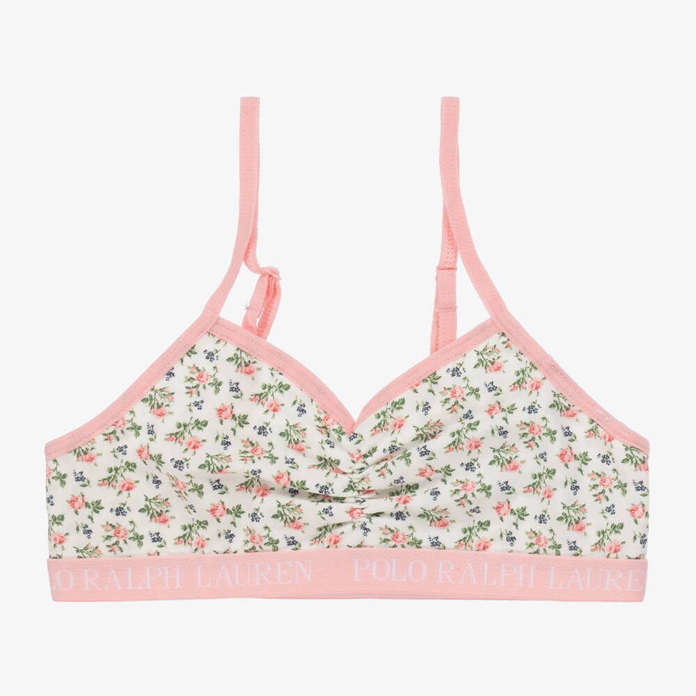 Ralph Lauren-حمالة صدر قطن لون عاجي وزهري (عدد 2) | Childrensalon Outlet
