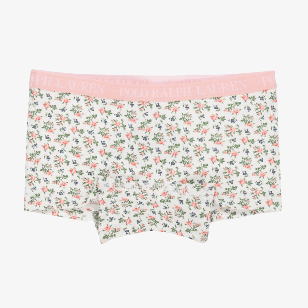 Ralph Lauren-Girls Floral & Plain Cotton Pants Set | Childrensalon Outlet