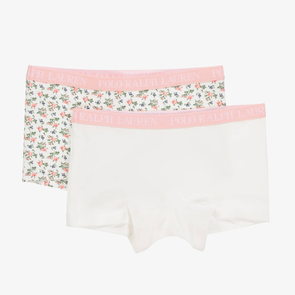 Ralph Lauren-Girls Floral & Plain Cotton Pants Set | Childrensalon Outlet