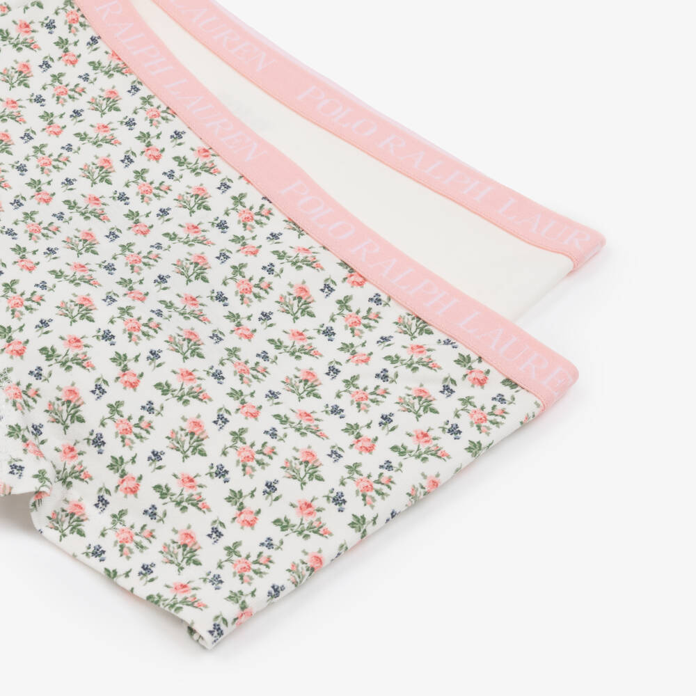 Ralph Lauren-Girls Floral & Plain Cotton Pants Set | Childrensalon Outlet