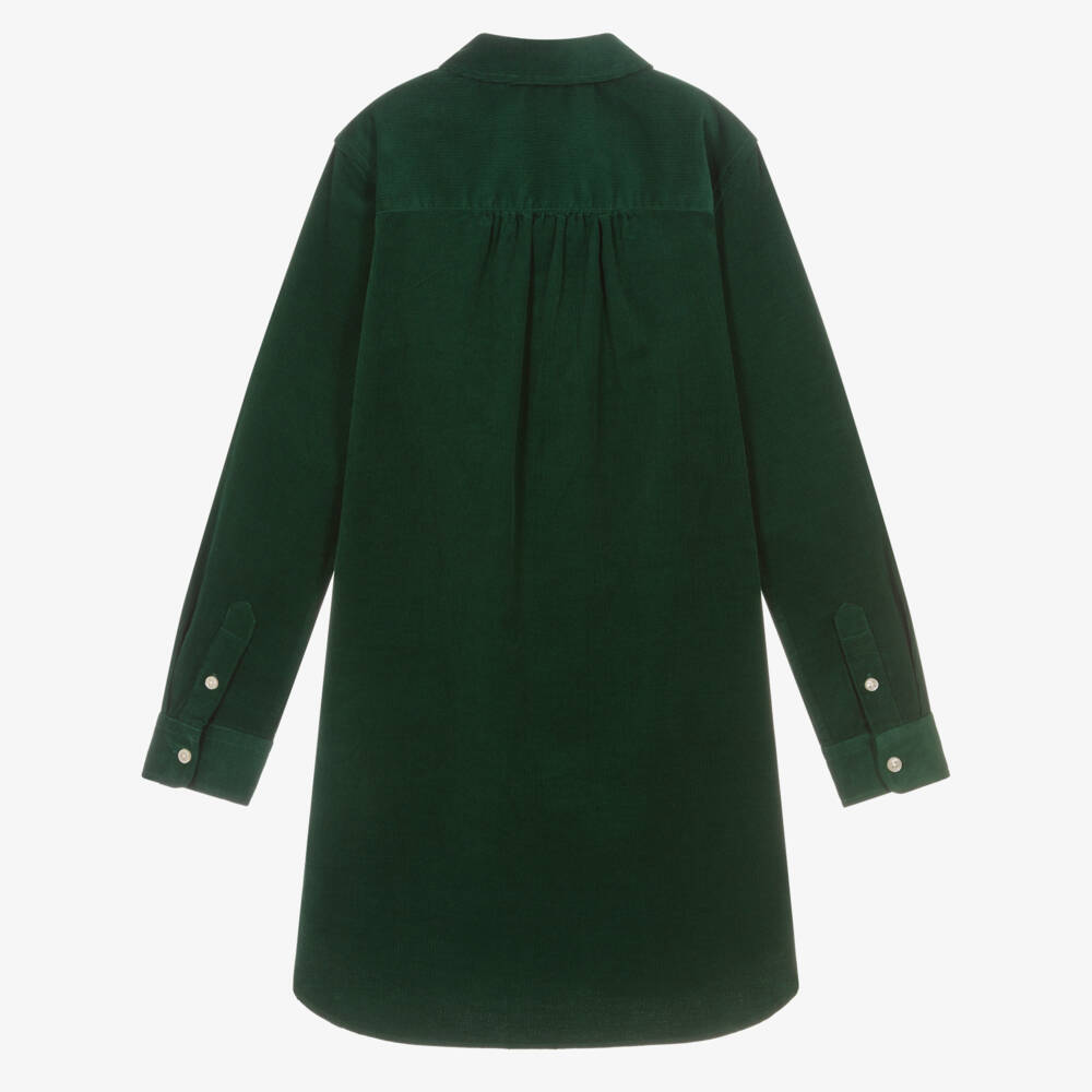 Ralph Lauren-Girls Forest Green Cotton Needlecord Dress | Childrensalon Outlet