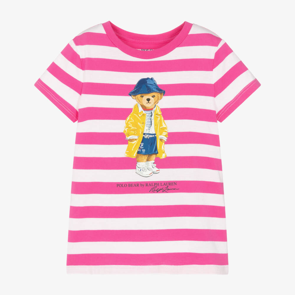Ralph Lauren-Girls Fuchsia Cotton Bear Top | Childrensalon Outlet