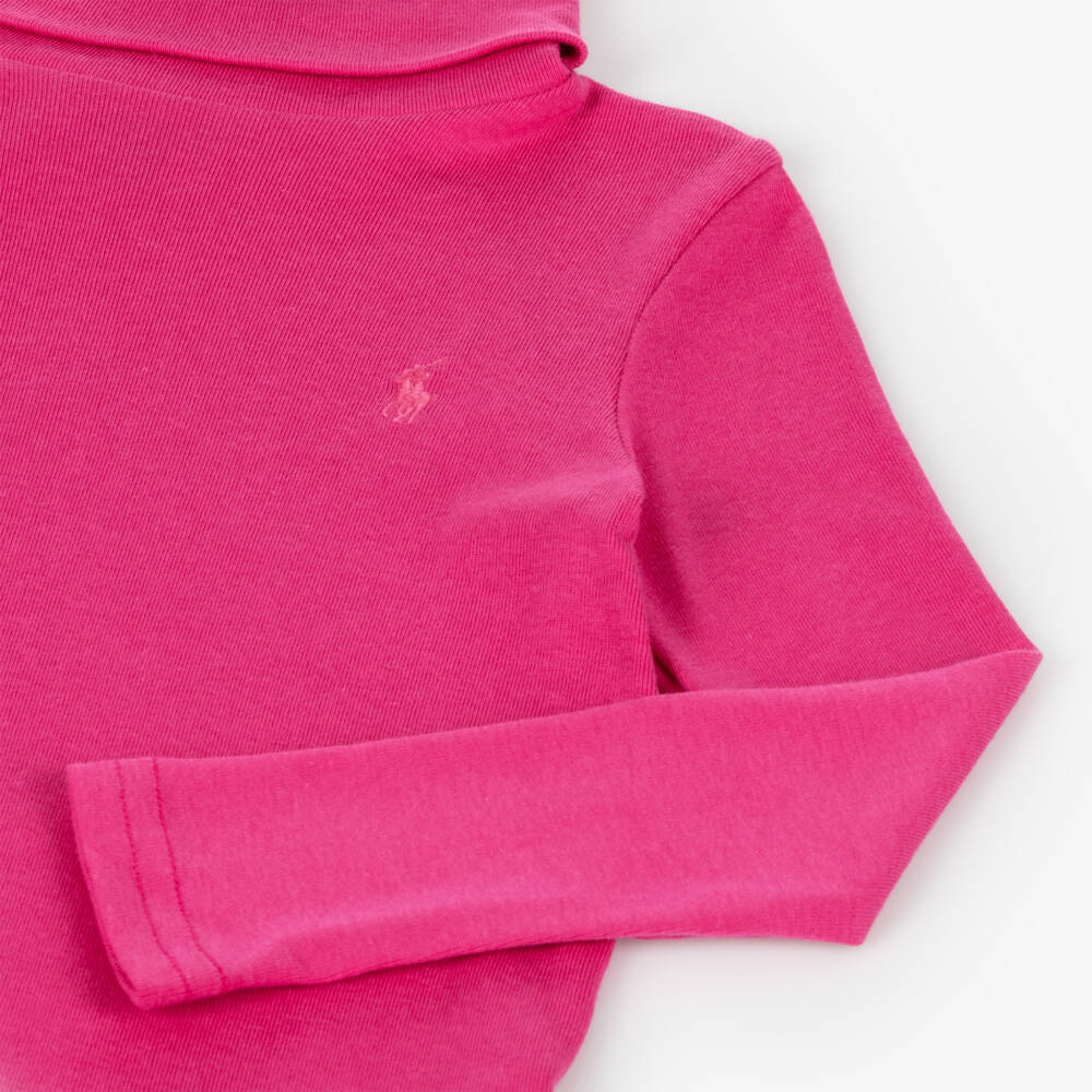 Ralph Lauren-Girls Fuchsia Roll Neck Top | Childrensalon Outlet