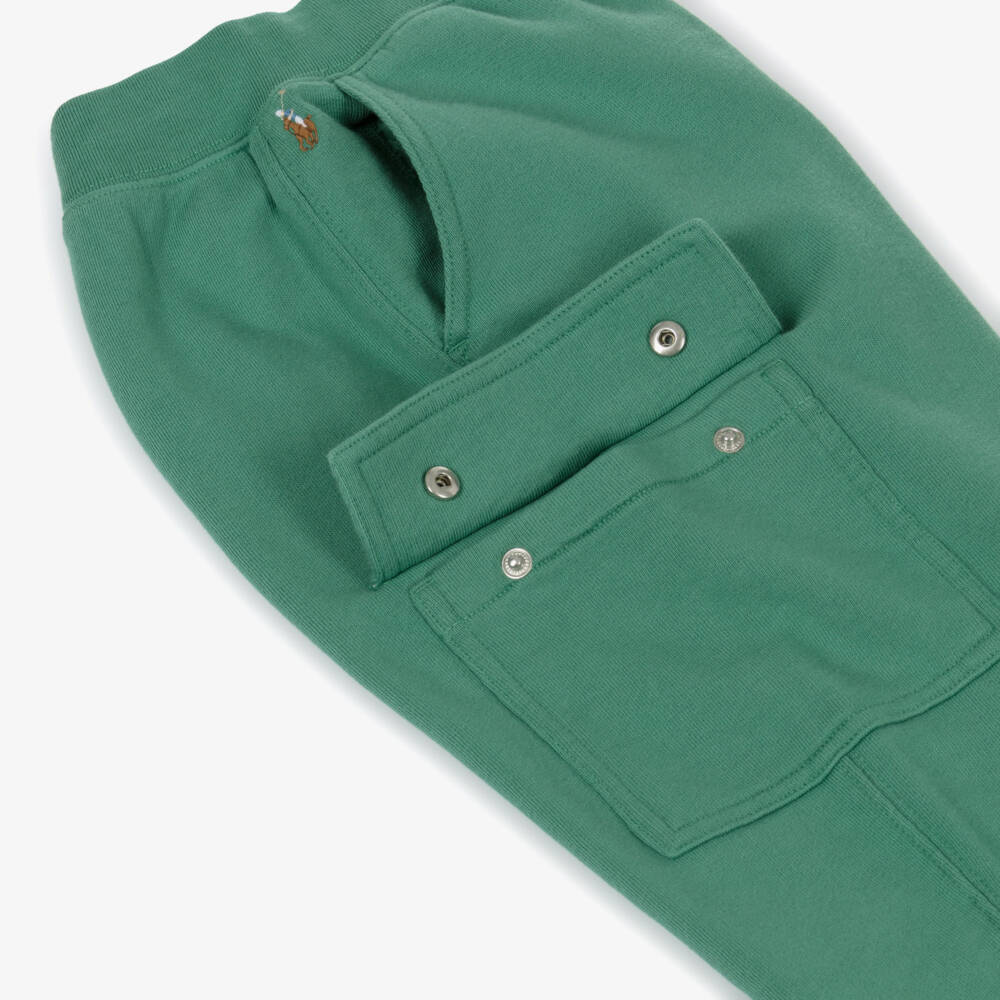 Ralph Lauren-Girls Green Cargo Style Jersey Joggers | Childrensalon Outlet