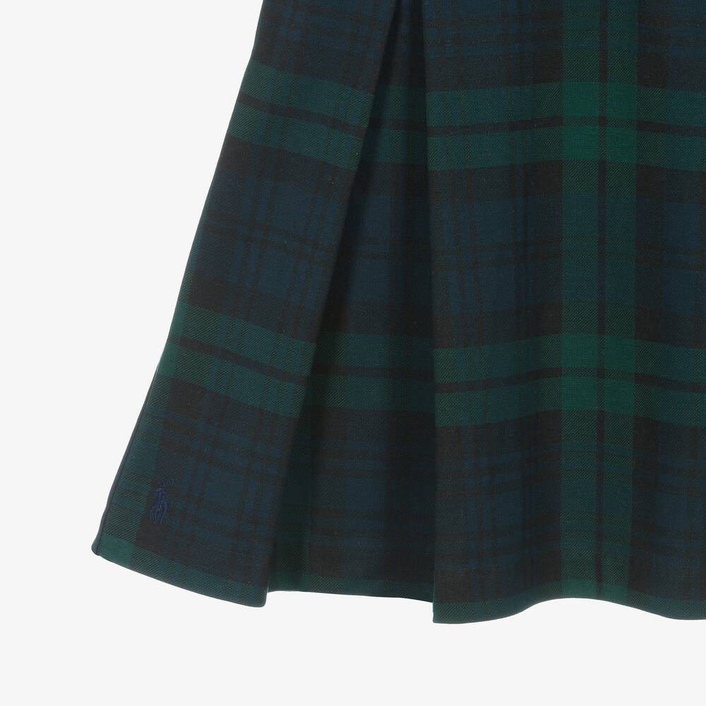 Ralph Lauren Girls Green Check Pinafore Dress