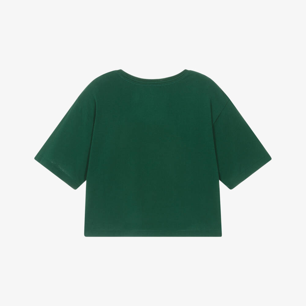 Ralph Lauren-Girls Green Cotton Crest Logo Boxy T-Shirt | Childrensalon Outlet