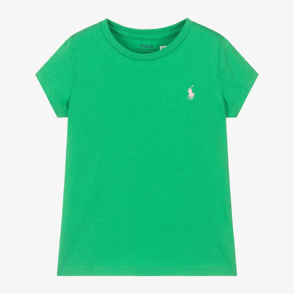 Ralph Lauren-تيشيرت قطن لون أخضر للبنات | Childrensalon Outlet