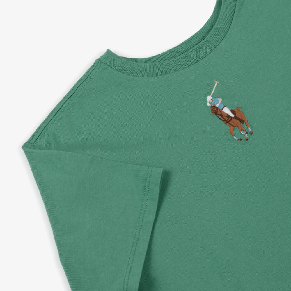 Ralph Lauren-تيشيرت قطني أخضر مريح للبنات | Childrensalon Outlet