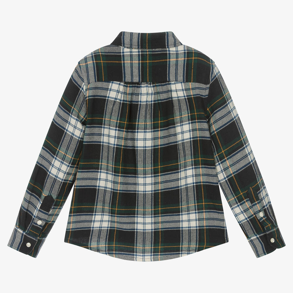Ralph Lauren-Зеленая хлопковая блузка в клетку с рюшами | Childrensalon Outlet