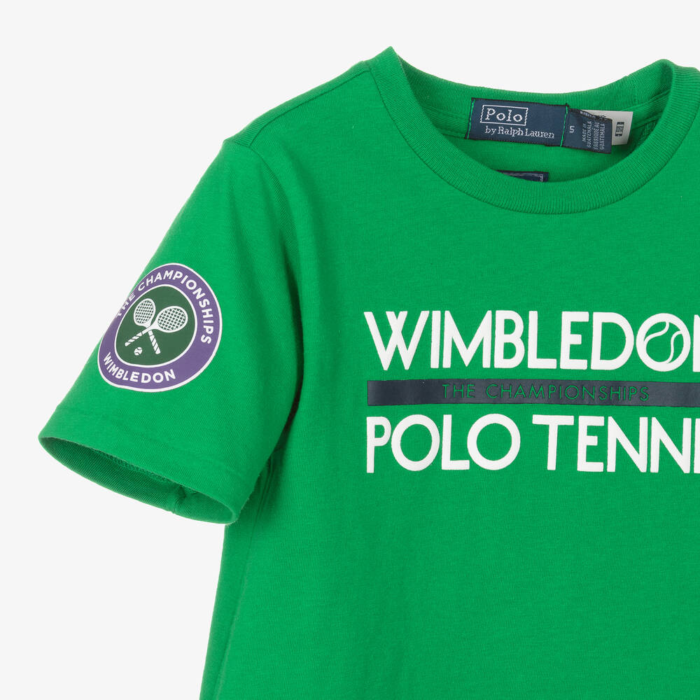 Polo Ralph Lauren Girls Green Cotton Wimbledon T Shirt Childrensalon Outlet