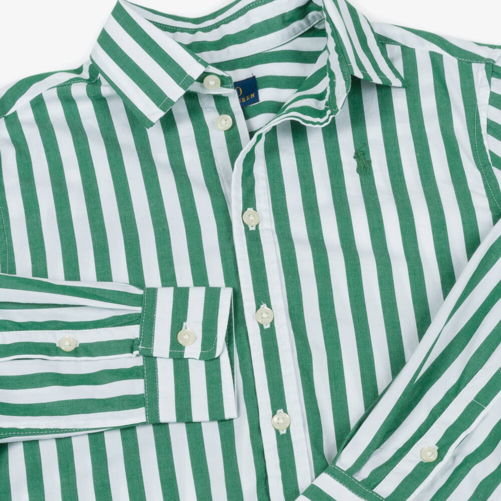Ralph Lauren-Girls Green Striped Blouse | Childrensalon Outlet