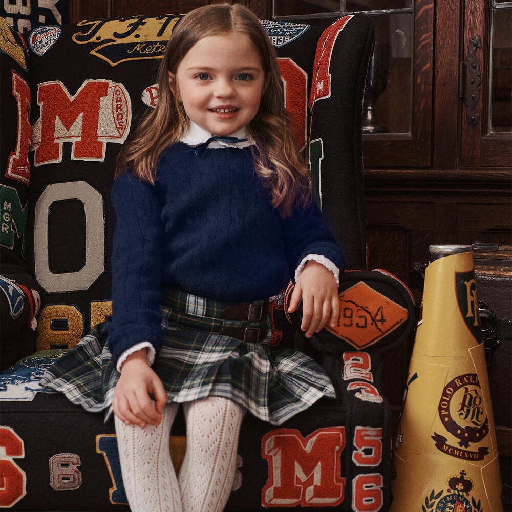 Ralph Lauren Girls Green Tartan Check Skirt Childrensalon Outlet