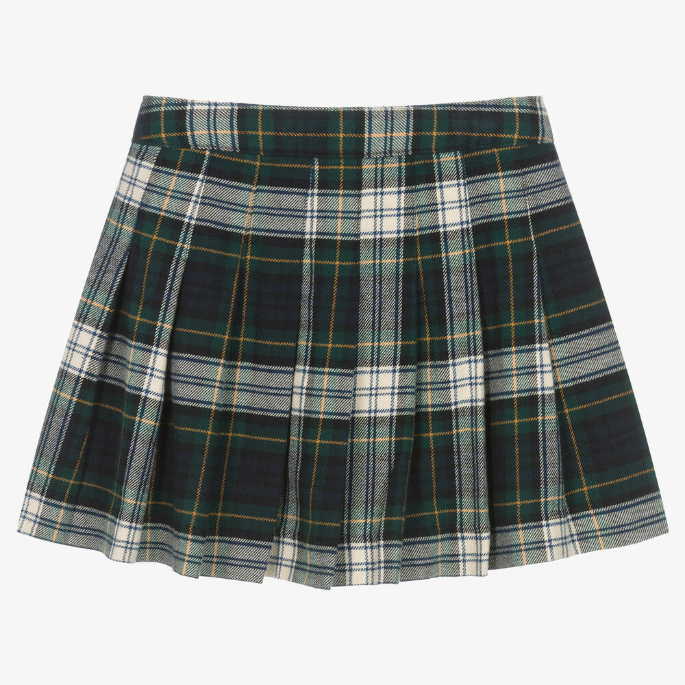 Ralph Lauren-تنورة قطن تويل تارتان كاروهات لون أخضر | Childrensalon Outlet
