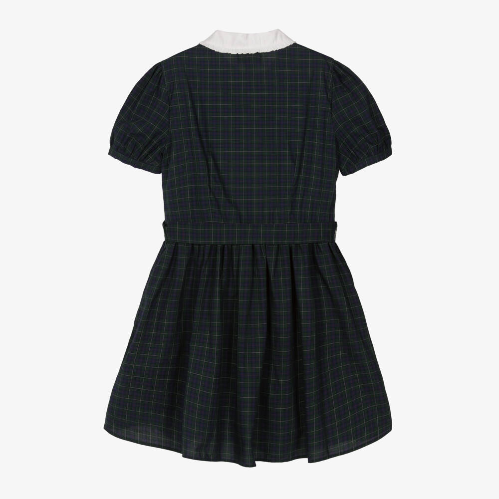 Ralph Lauren-فستان تارتان قطن لون أخضر داكن | Childrensalon Outlet