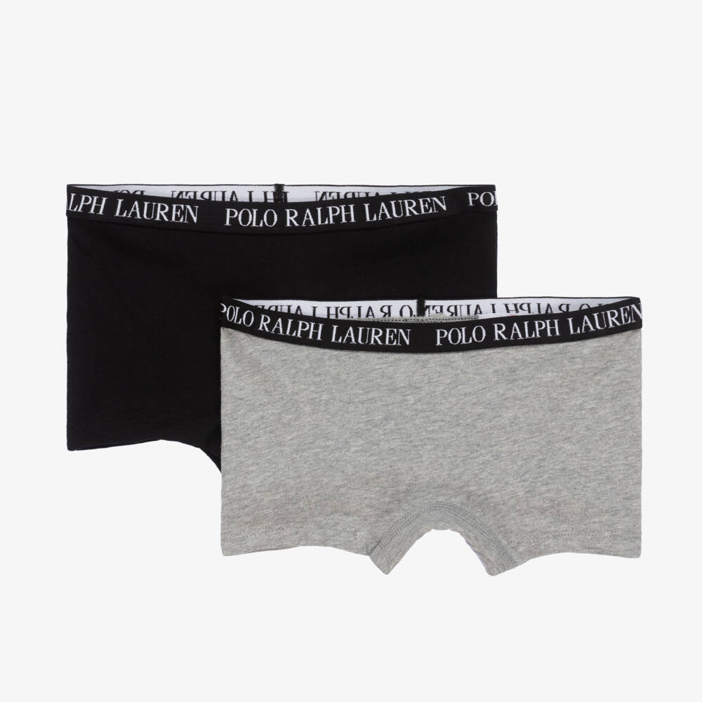 Ralph Lauren-Girls Grey & Black Cotton Pants (2 Pack) | Childrensalon Outlet