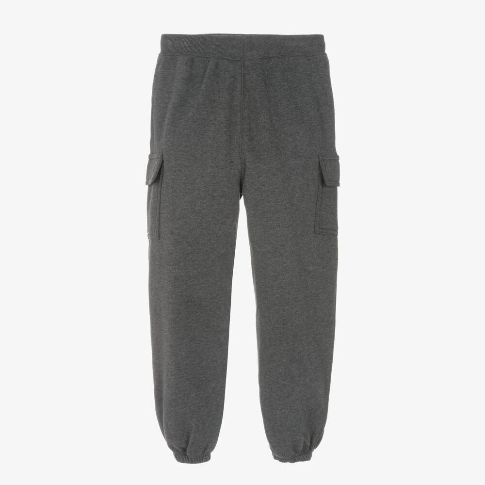 Ralph Lauren-Girls Grey Cotton Cargo Joggers with Pony Logo | Childrensalon Outlet