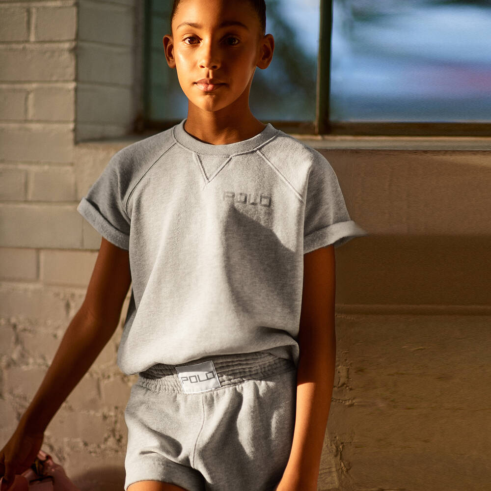 Girls grey jersey shorts sales