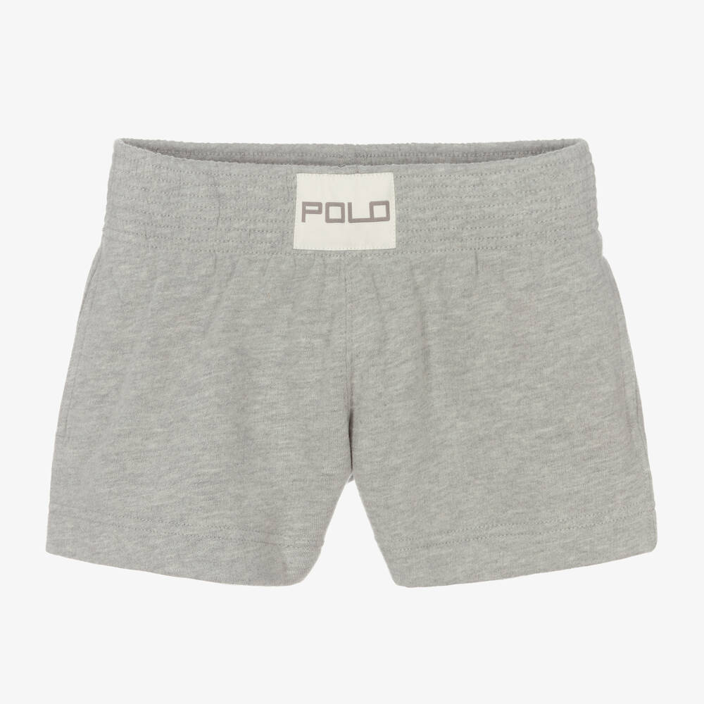 Polo Ralph Lauren - Girls Grey Cotton Jersey Shorts | Childrensalon