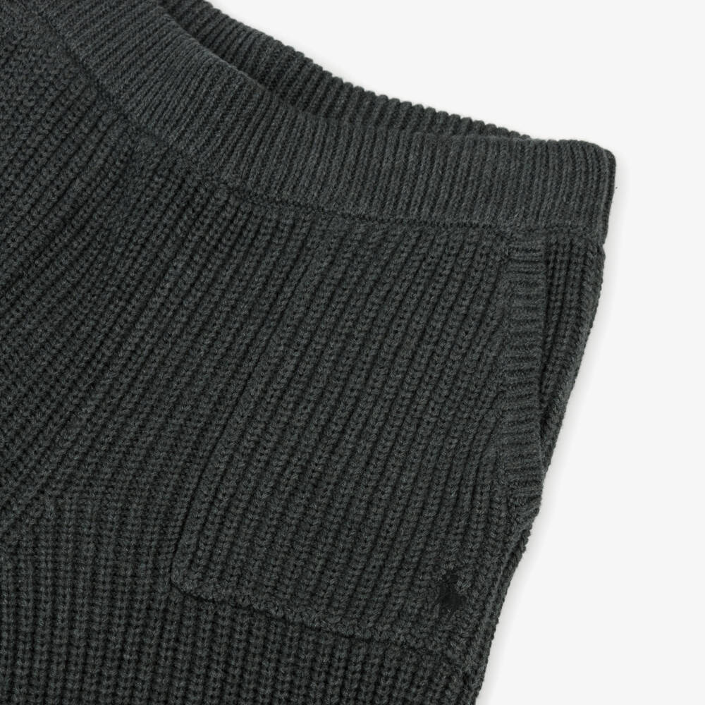 Ralph Lauren-Girls Grey Cotton Knit Wide-Leg Trousers | Childrensalon Outlet