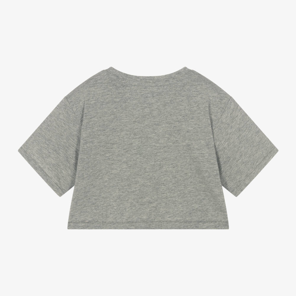 Ralph Lauren-Girls Grey Cotton Logo Tee | Childrensalon Outlet